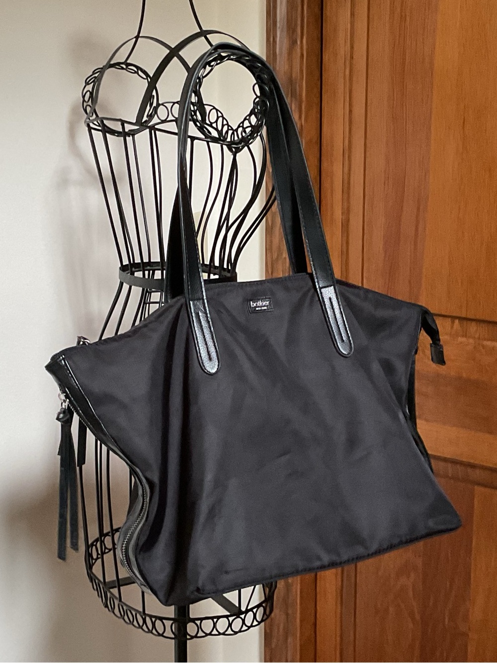 Botkier New York Black Nylon Tote with Leather Straps